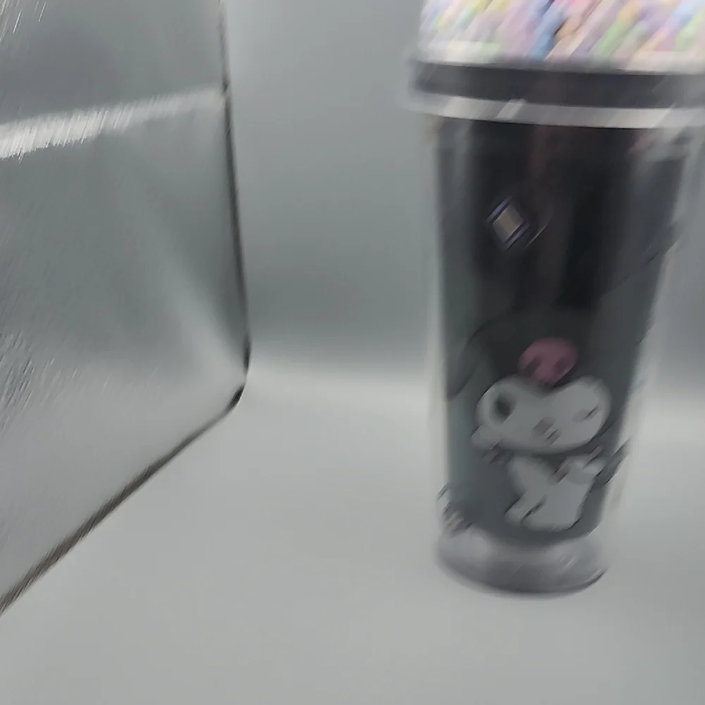 Cute Character Party Cup with Dome Lid - Black and Pink